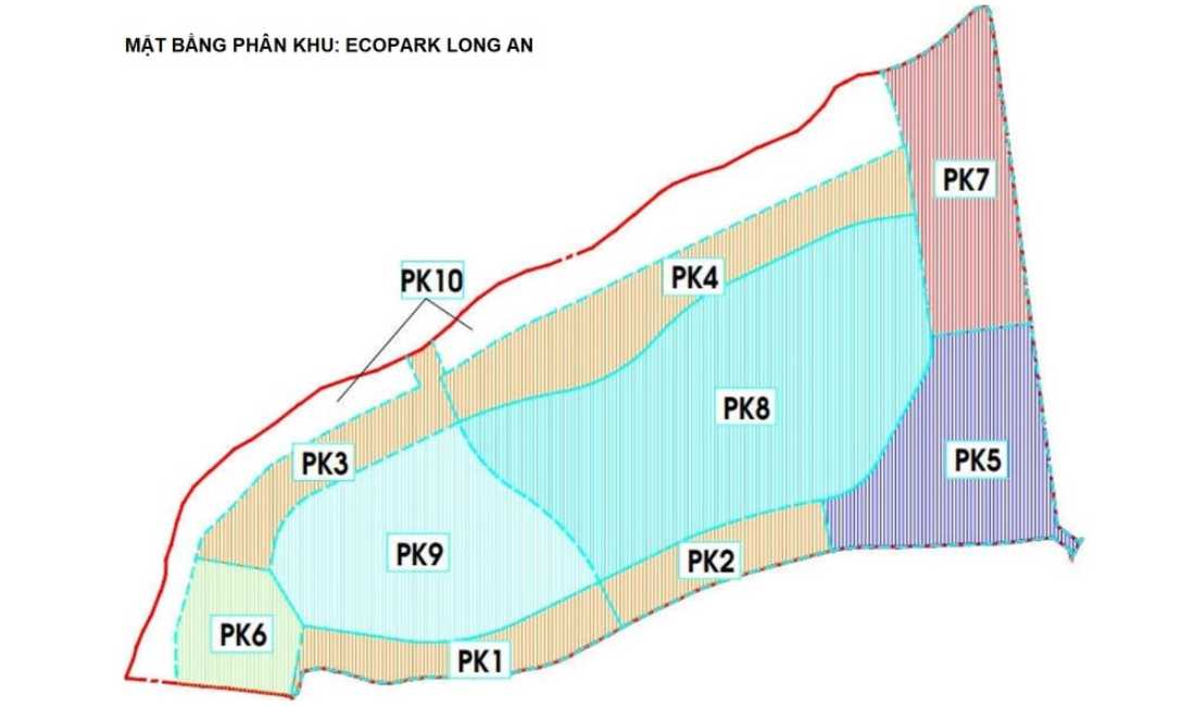 Mặt bằng phân khu của khu đô thị Eco Retreat Long An